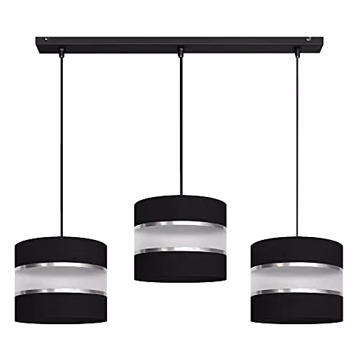 Netlighting Helam Helen Straight Bar Pendant Ceiling Light in Black and Silver, 65 cm