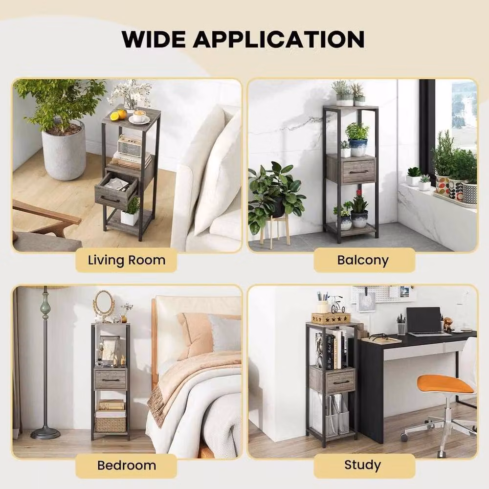 KORVIXA 3 Tier Tall Metal Plant Stand in Matt Grey – 5