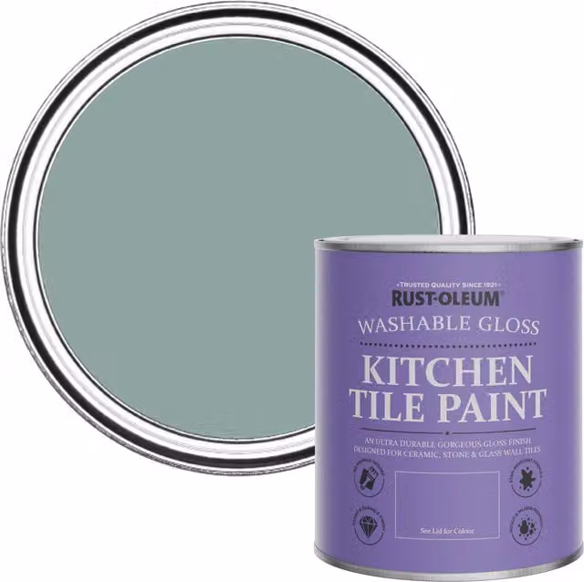 Rust-Oleum Water-Based Kitchen Tile Paint in Gloss Finish, Blue, 0.75 l