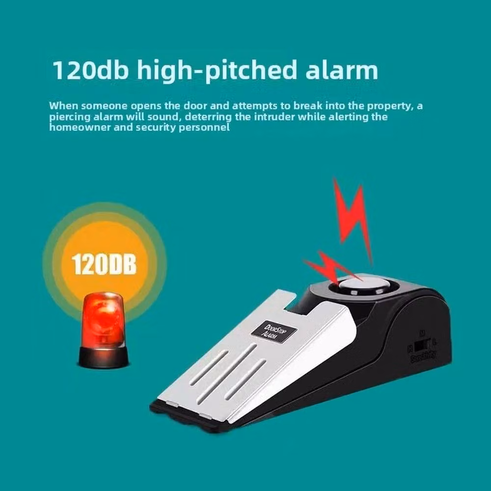 FLAVORA 2-Piece 120dB Wedge Door Stop Security Alarm in Black – 2
