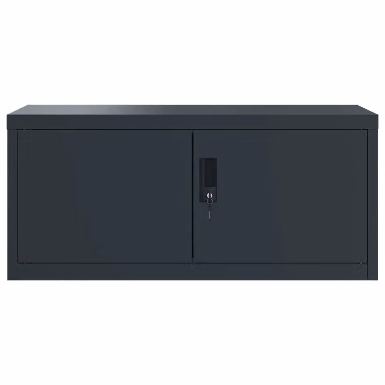 Berkfield Home Anthracite Steel File Cabinet with Hinged Doors and Lock, W/D/H: 90 x 40 x 240 cm