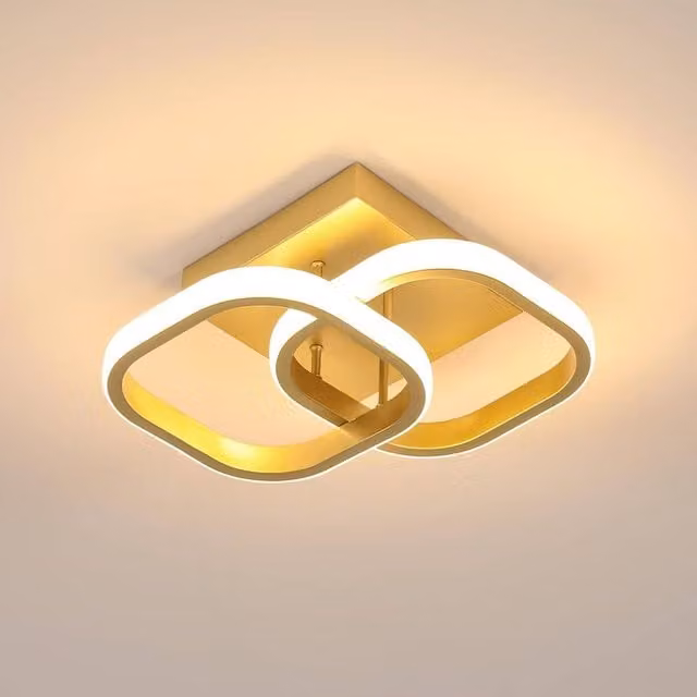 COMELY Modern LED Rectangular Ceiling Light, 22 W Gold/Brass Acrylic and Aluminium Light Fitting