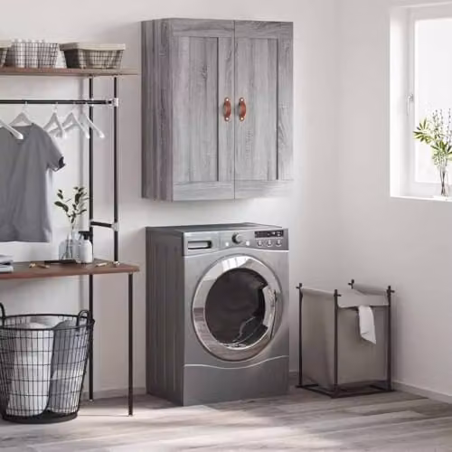 vidaXL Wall Mounted Cabinet in Grey Sonoma, W/D/H: 69.5 x 34 x 90 cm – 2