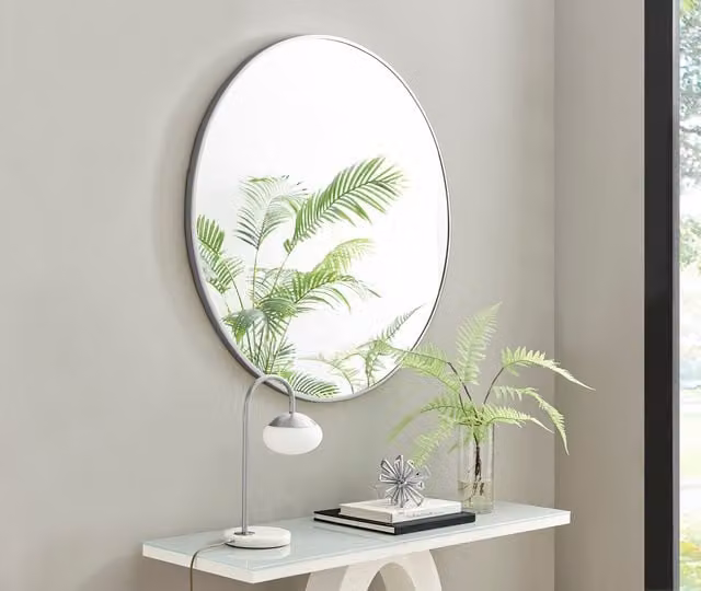FurnitureboxUK Emma Round Silver Frame Wall Mirror, Diameter: 100 cm