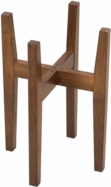 Kelvenix Mid-Century Walnut Adjustable Wooden Plant Stand in Brown
