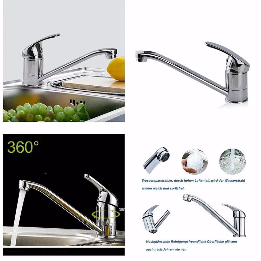 FLAVORA Mono Basin Mixer Tap Complete Set in Silver Chrome, Width: 180 cm, Height: 180 cm – 2