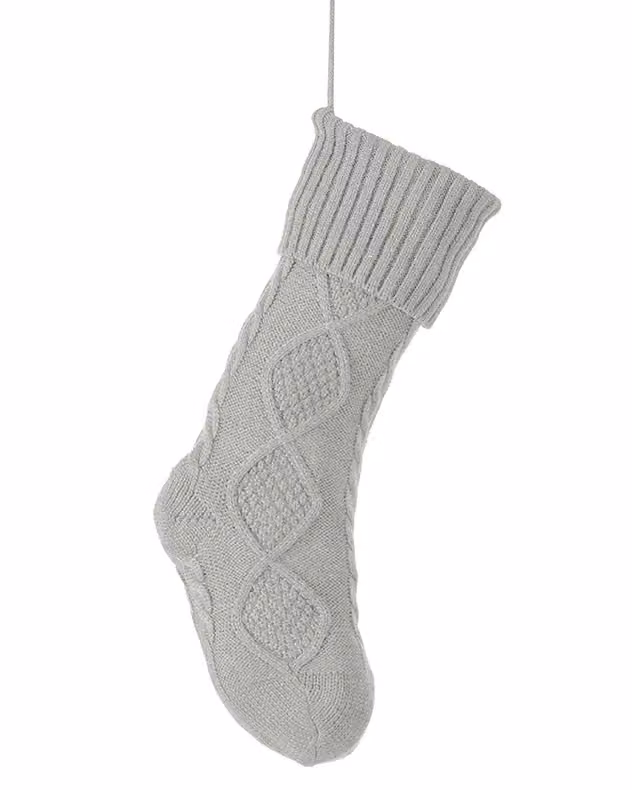 Dibor Set of 4 Traditional Chunky Knit Christmas Stockings in Red, Green, White and Grey – 2