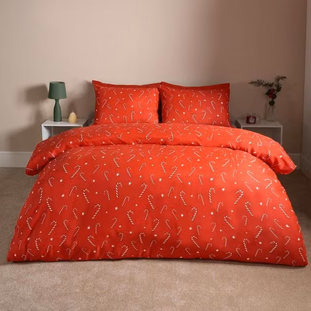 OHS Christmas Gaming Microfibre Duvet Cover and Pillowcase Set, Red, 90 x 190 cm
