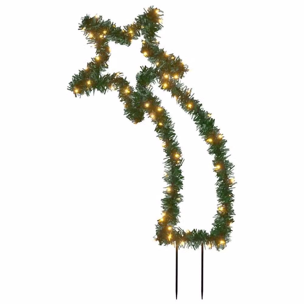 Berkfield Home Green Christmas Meteor Light Decoration with Spikes, 80 Warm White LEDs, 62 cm – 3