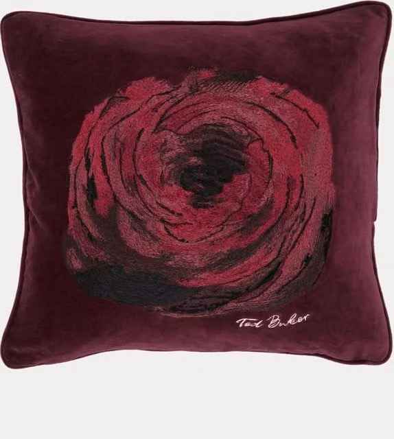 Ted Baker Red Velvet Floral Square Cushion