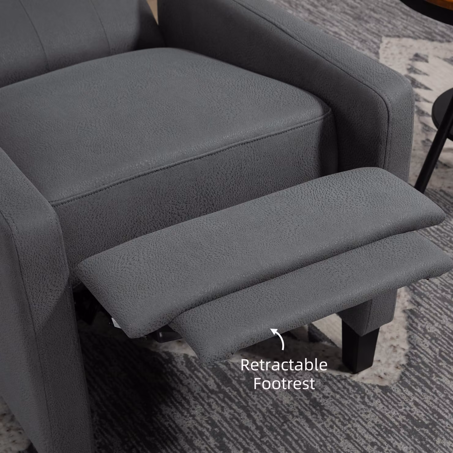 HOMCOM Wingback Recliner Chair in Grey with Microfibre Cloth and Integrated Leg Rest – 5
