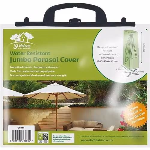 St Helens Home and Garden Water Resistant Jumbo Parasol Cover in Green