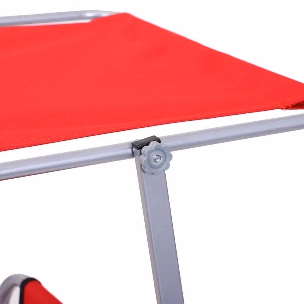 FLAVORA Red Folding Sun Lounger with Adjustable Headrest and Sun Canopy – 3
