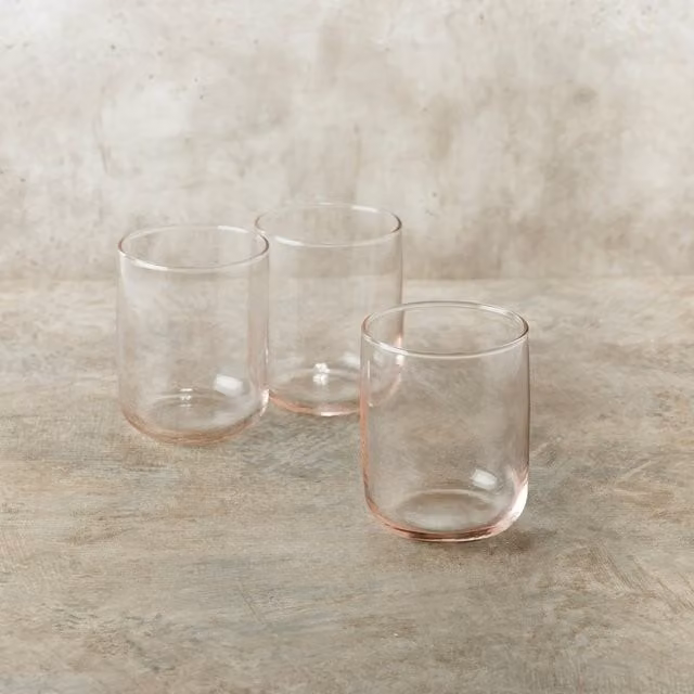Queensway Home & Dining Pink Glass Tumbler Set, 280ml, Pack of 6