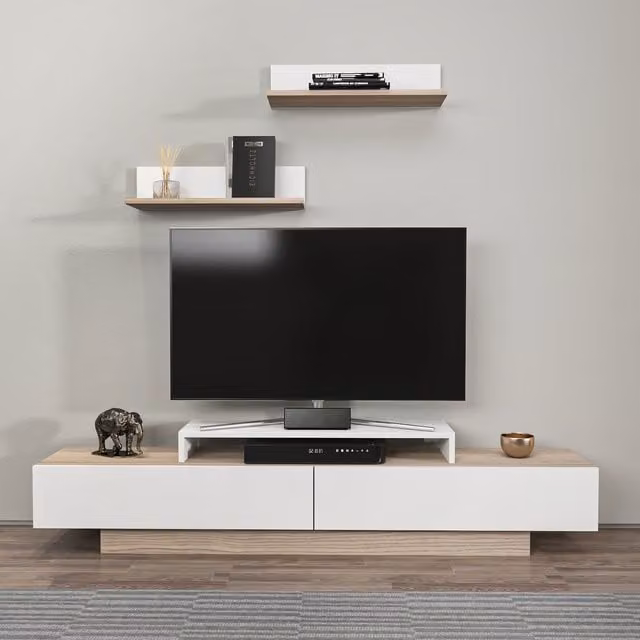 Decorotika Lusi Modern TV Unit in White and Bronze for TVs up to 72 inch