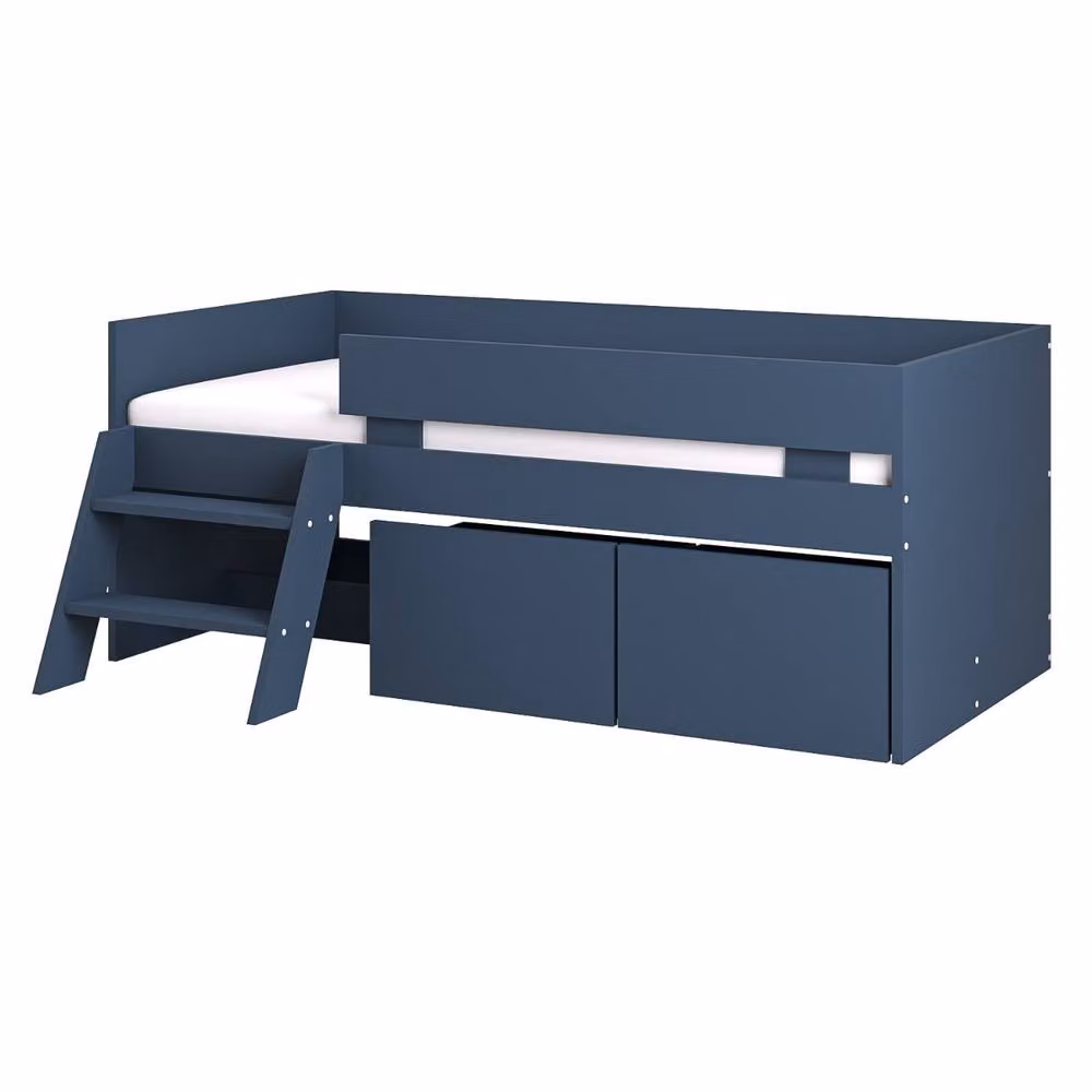 Flair Furnishings Logan Kids Single Low Sleeper Bed with Storage Drawers, Blue – 5