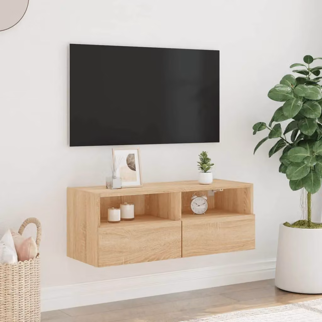 Berkfield Home Sonoma Oak TV Wall Cabinet in Brown, W/D/H: 80 x 30 x 30 cm – 3