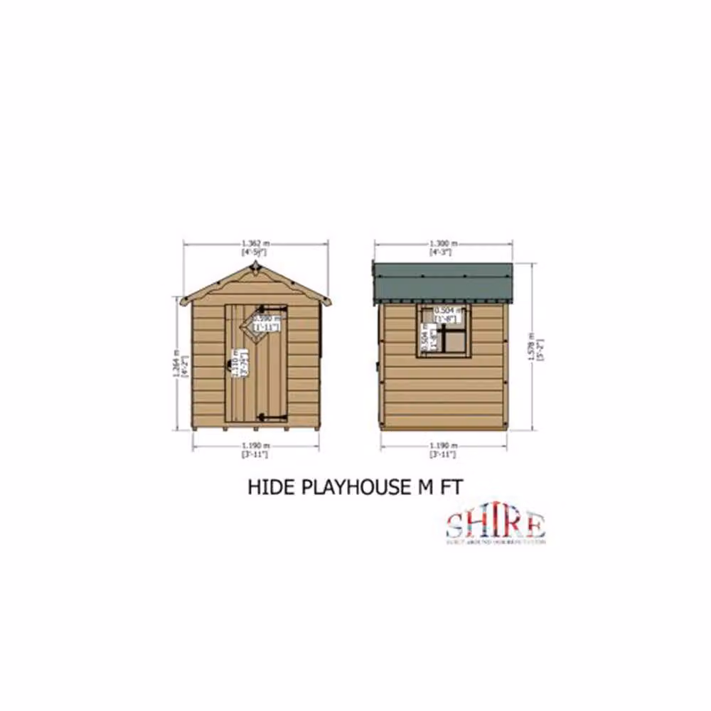 Shires Hide Verandah Childrens Playhouse with Single Door and Fixed Window, Light Brown, W/D/H: 120 x 120 x 158 cm – 2