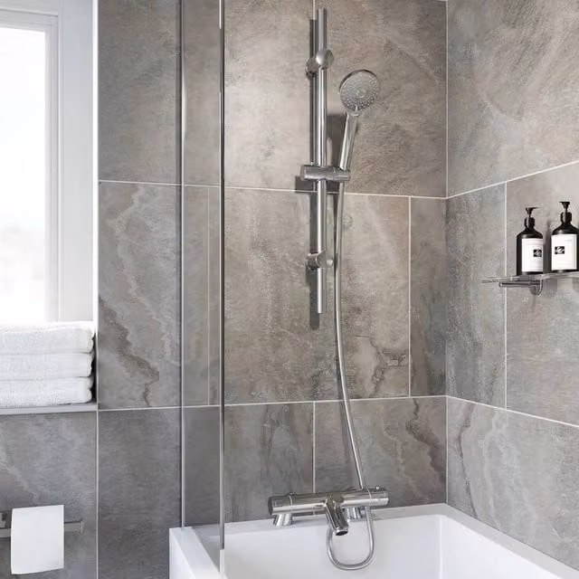 NESTLUNE Chrome Deck Mounted Bath Shower Mixer with Handset