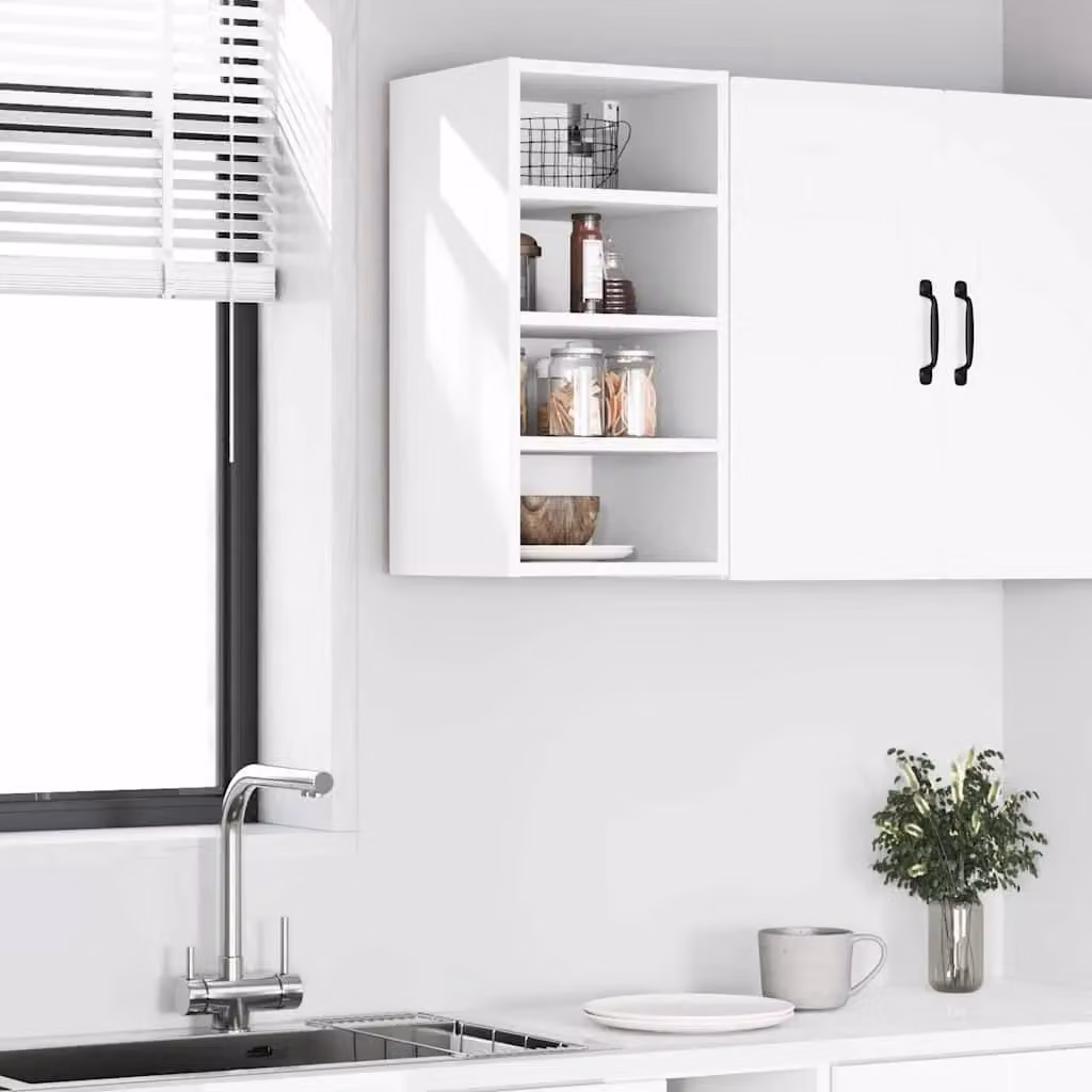 Berkfield Home White Wall Mounted Kitchen Cabinet with Hinged Doors and Internal Shelves, W/D/H: 30 x 29.5 x 60 cm – 2
