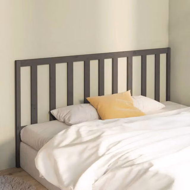 Berkfield Home Beautiful Bed Headboard in Grey Solid Pine Wood, W: 206 cm, D: 4 cm, H: 100 cm