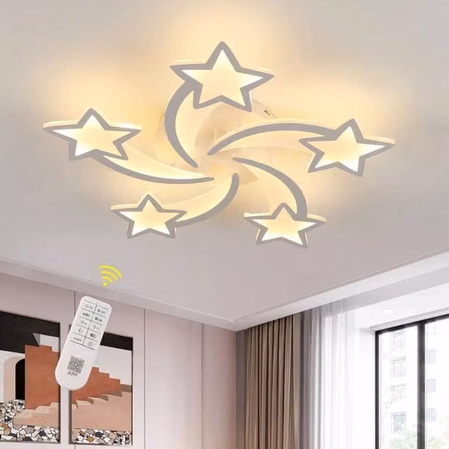 EONLION 50W Star Shaped LED Ceiling Lamp with Remote Control and Dimming Function, White – 1