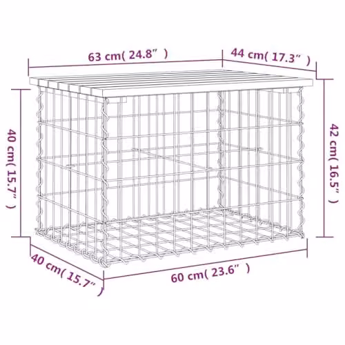 vidaXL Gabion Design Garden Bench in Solid Douglas Wood and Metal, W: 63 cm, D: 44 cm, H: 42 cm – 2