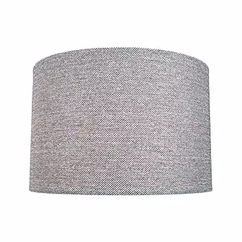 Happy Homewares Modern Grey and White Fabric Cylinder Drum Lampshade with Reducer Ring