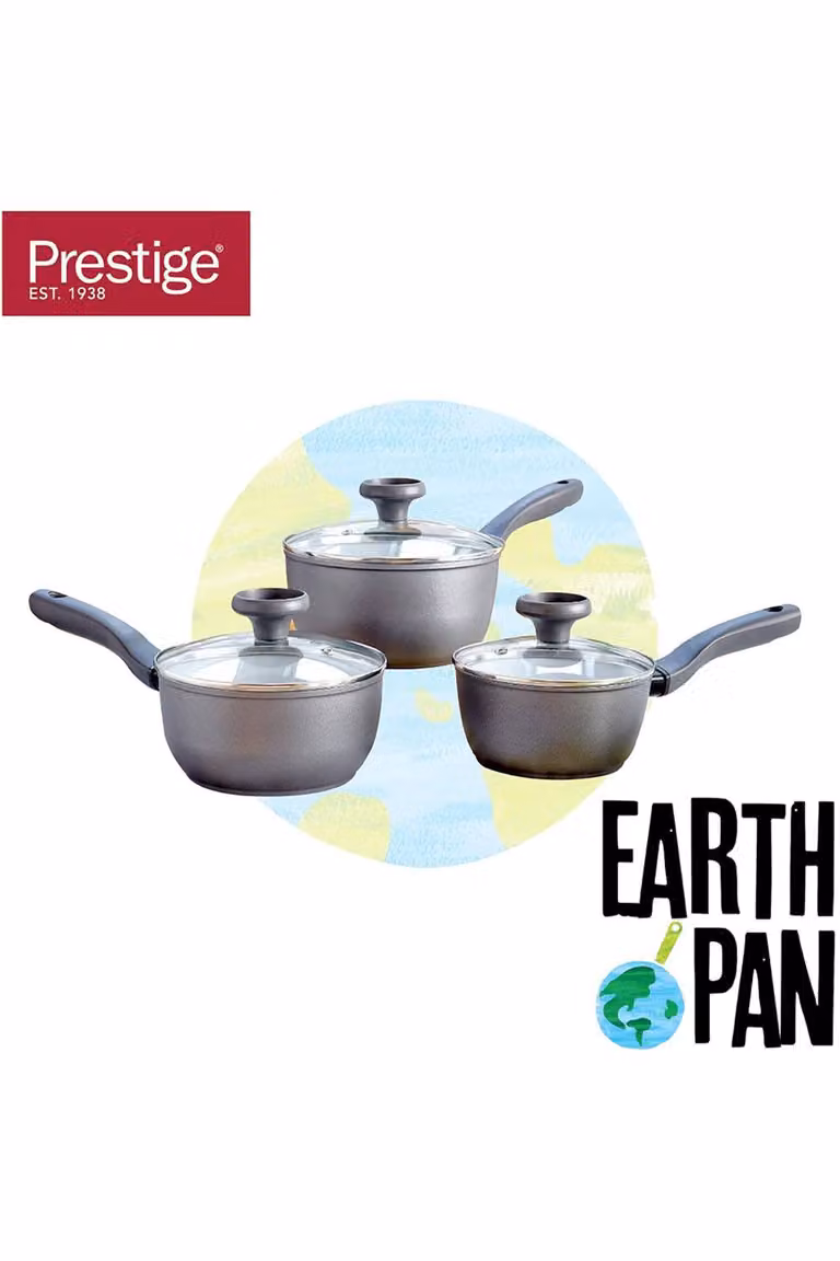 Meyer Earthpan 3 Piece Aluminium and Ceramic Non Stick Saucepan Set in Grey