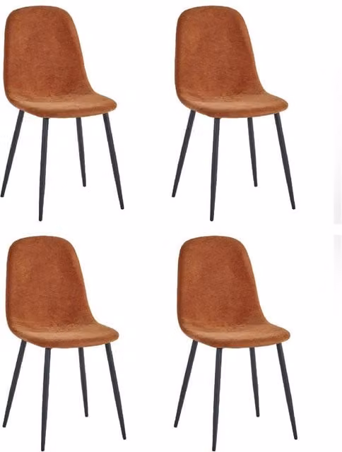 Cheshire Alverton Set of 4 Premium Orange Chenille Upholstered Dining Chairs