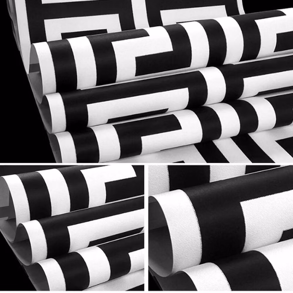 EONLION Black and White Geometric Abstract Wallpaper Roll, Width: 100 cm – 2