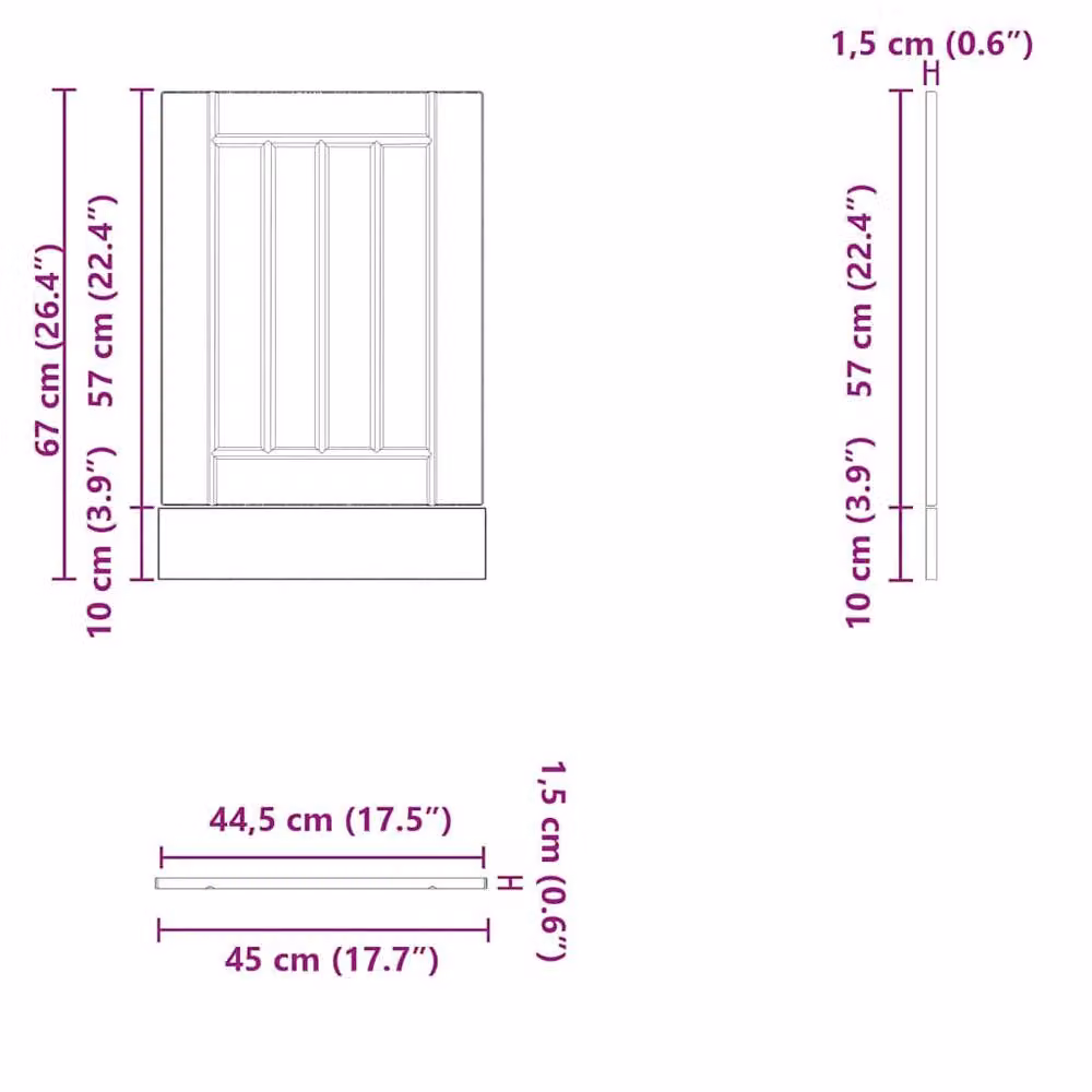 Berkfield Home Lucca Dishwasher Panel in Old Wood Brown, Engineered Wood, W/D/H: 67.0 x 45.0 x 0 cm – 2