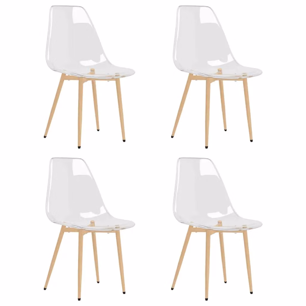 Berkfield Home Set of 4 Modern Transparent PET Dining Chairs in Black – 2