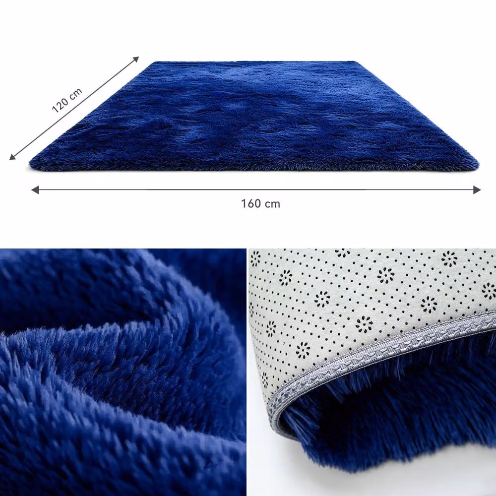 MCC Direct Faux Fur Rectangular Shaggy Area Rug in Blue, W/D: 120 x 160 cm – 10