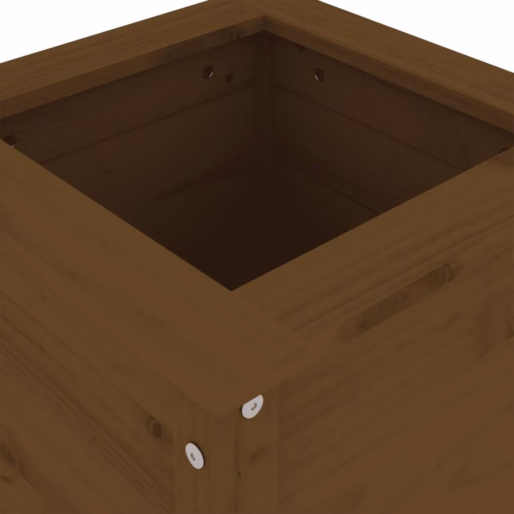 Berkfield Home Beautiful Garden Column Planter in Brown Solid Wood, W/D/H: 40 x 40 x 78 cm – 4