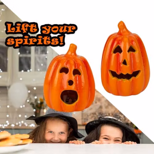 VFM e-Store Halloween LED Pumpkin Tabletop Decorations, 2 Pack, Orange and Multicolour – 5