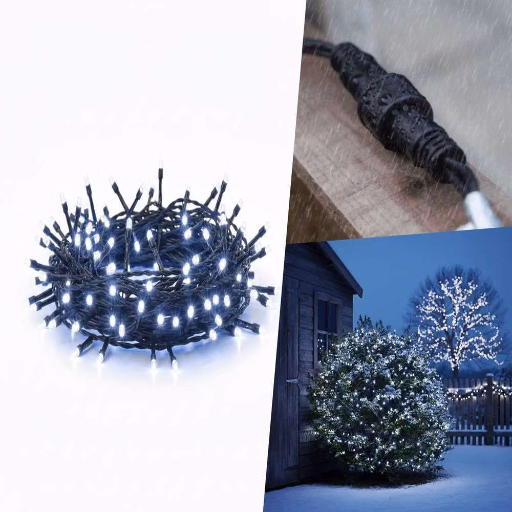 Pegdev Connectable LED Cluster Lights in Cool White with Black Cable, 10m – 4