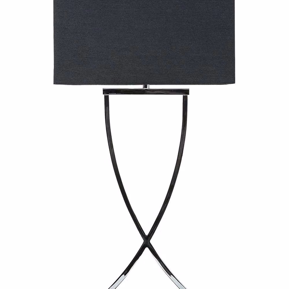 Wyld and Coco Helix Table Lamp in Silver and Black with Rectangular Fabric Shade, Height: 62 cm – 2