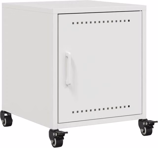 Berkfield Home White Metal Bedside Cabinet W/D/H: 36 x 39 x 43.5 cm