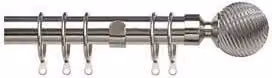New Edge Blinds Metal Curtain Pole Set with Swirl Ball End, Chrome Metallic Silver, Width: 170 cm - 300 cm