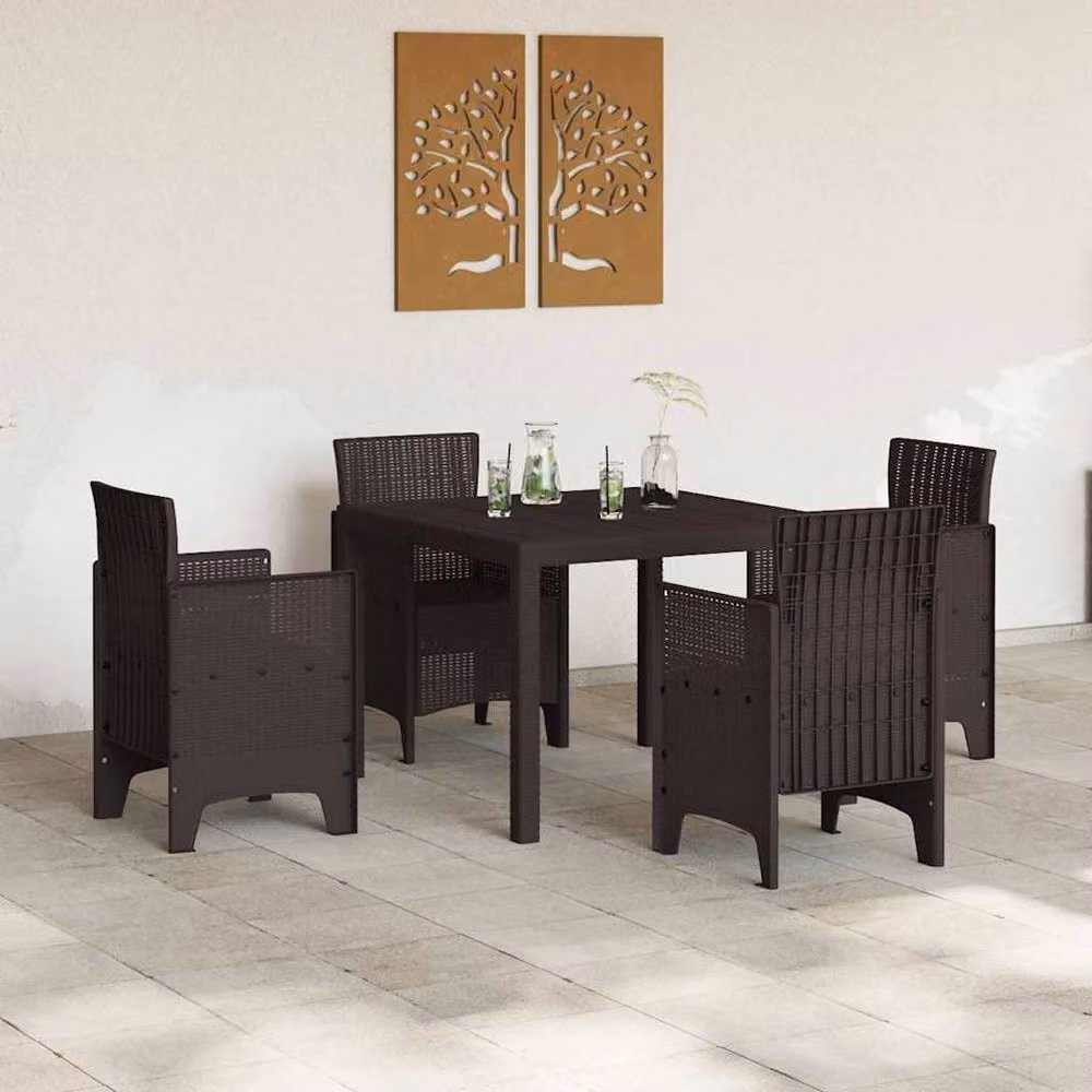 Berkfield Home Brown Poly Rattan Square Garden Table W/D/H: 100 x 100 x 73 cm – 3