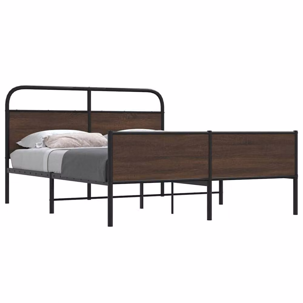 Berkfield Home Metal Bed Frame in Brown Oak, W: 160 cm, D: 200 cm – 2
