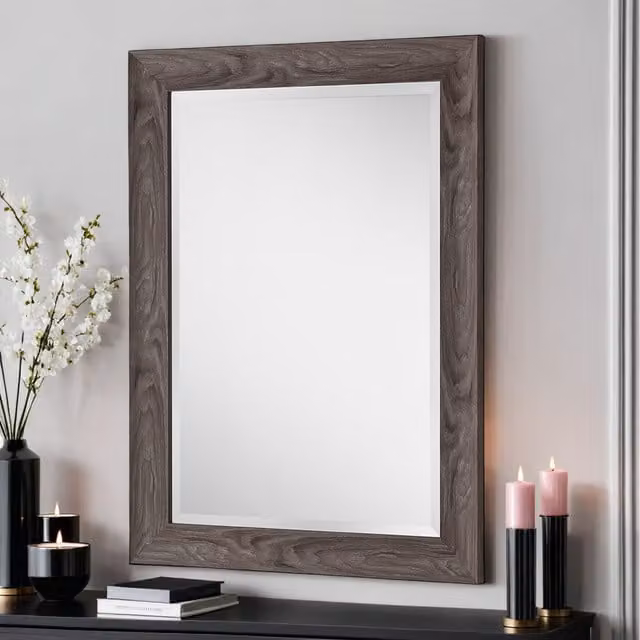 Yearn Mirrors Rustic Rectangular Wall Mirror in Grey and Green, 77 x 77 cm