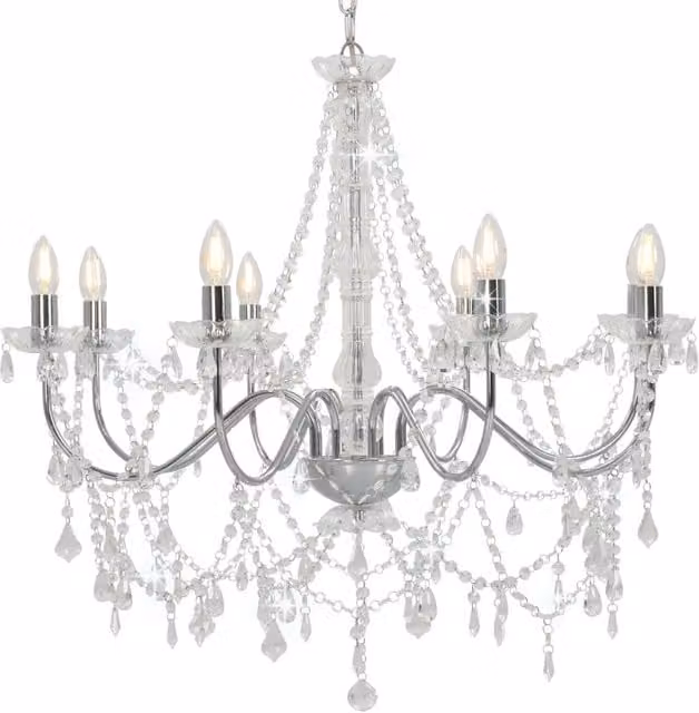 Berkfield Home Silver Crystal Chandelier with 8 x E14 Bulbs – 1