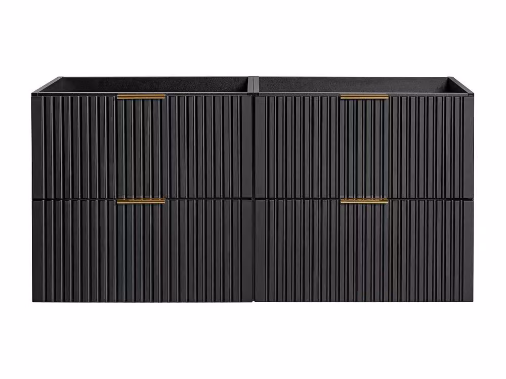 Vente-unique ZEVARA Black Ribbed Vanity Unit, W: 120 cm, D: 46 cm, H: 57 cm – 2
