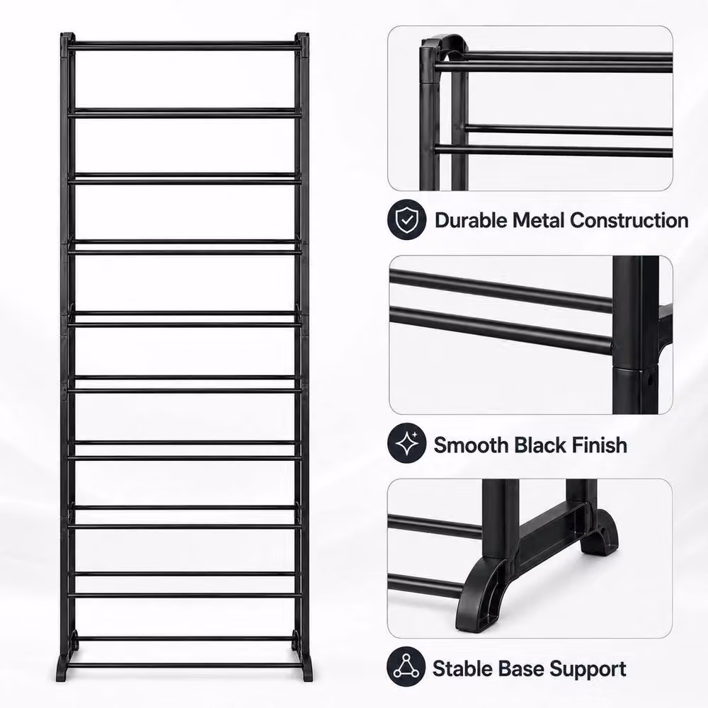 FORGEVIO 10-Tier Metal Shoe Rack Organizer in Black – 2
