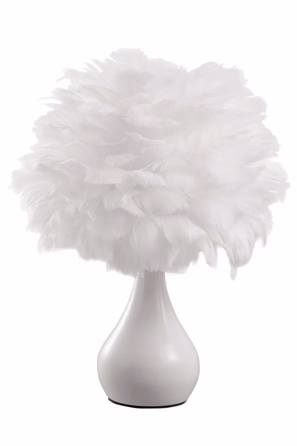 Living and Home White Feather and Ceramic Table Lamp with Warm White Light – 3