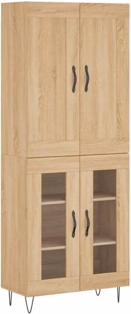 Berkfield Home Sonoma Oak Highboard in Light Brown, W/D/H: 69.5 x 34 x 180 cm – 1