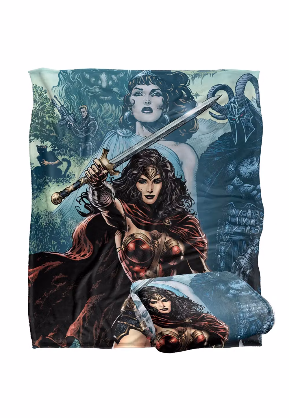 LOGOVISION Wonder Woman Silky Touch Super Soft Fleece Throw Blanket in White and Multicolour, W: 152 cm, D: 127 cm – 7