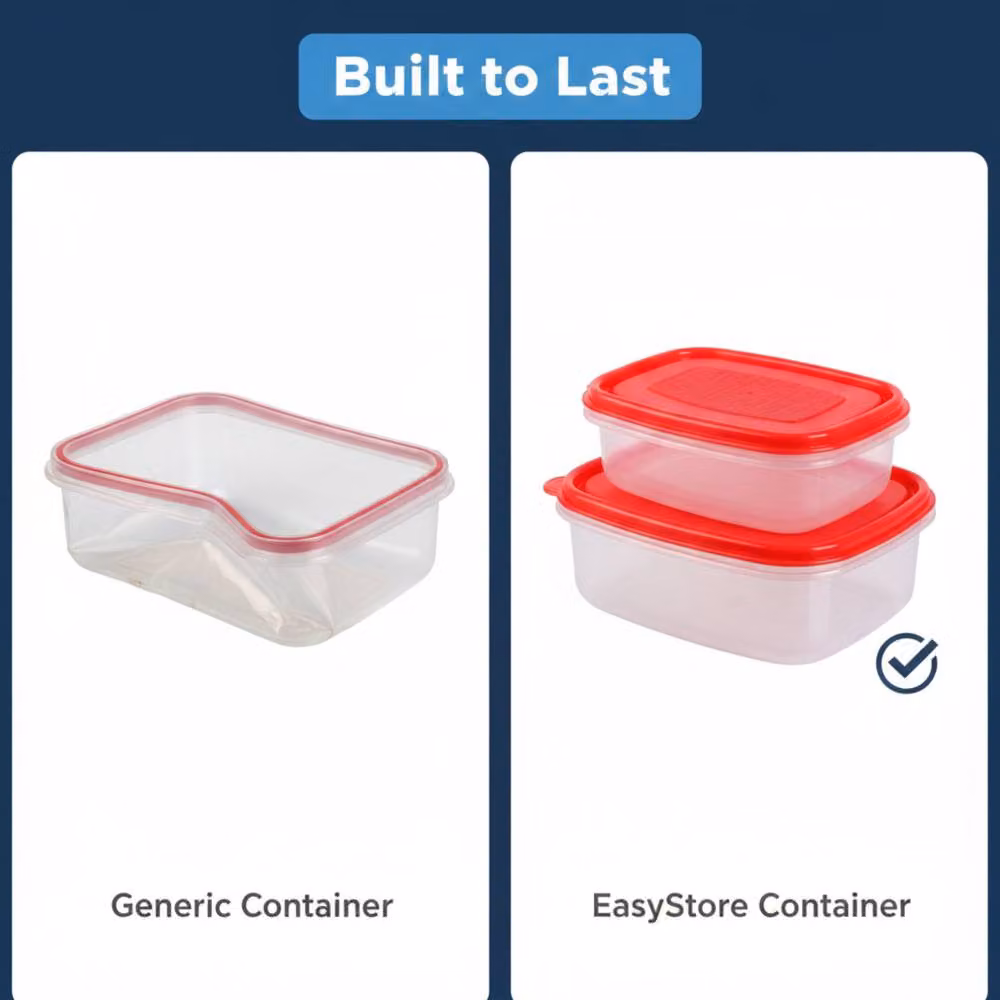 Bedsland EasyStore Set of 3 Airtight Rectangular Food Storage Containers, Red, 2.5 l – 3